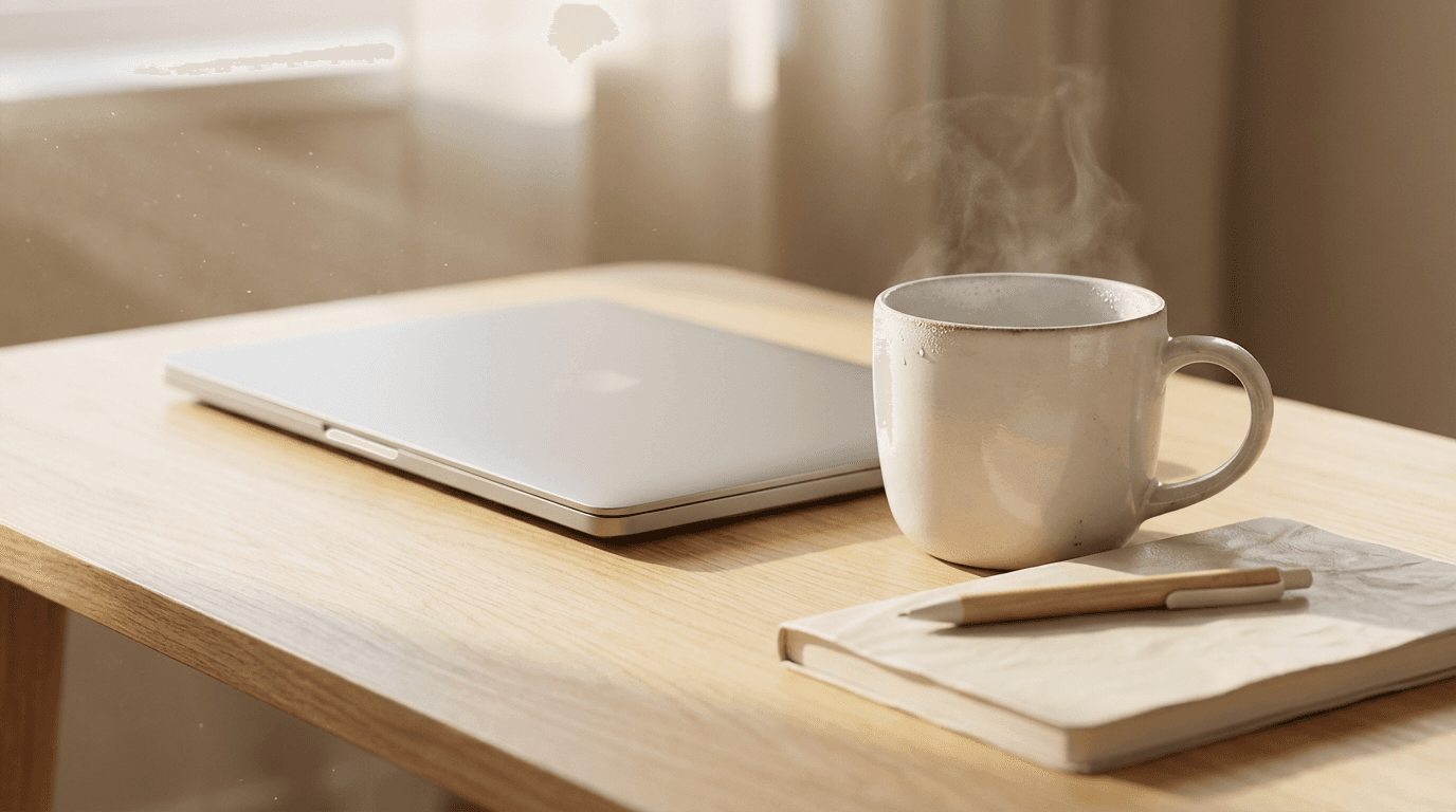 Website design previewed on laptop in a clean workspace